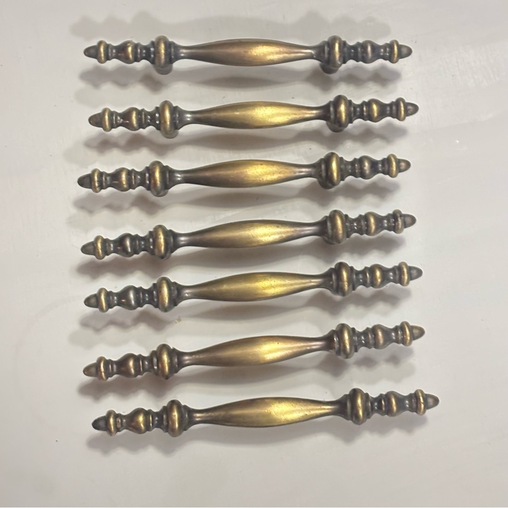 Vintage MCM Brass Drawer Handle Set of 7